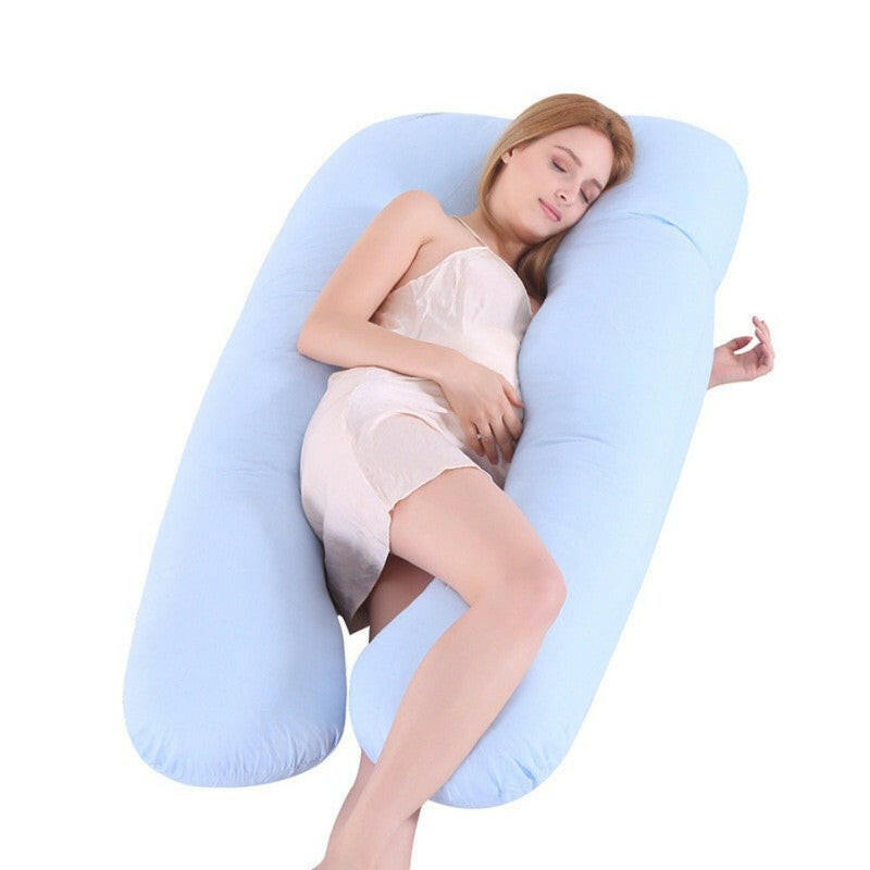 Light Blue U Shape Maternity Pillow Pregnancy Ice Silk on H&K Trendy Treasures