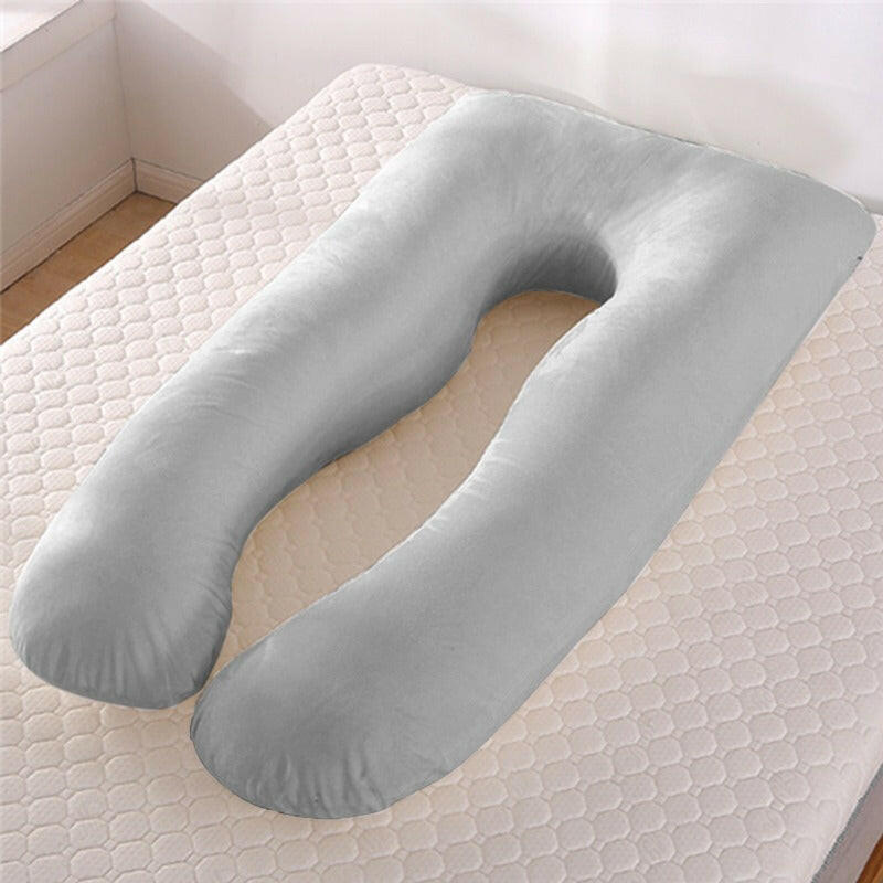 Grey U Shape Maternity Pillow Pregnancy Ice Silk on H&K Trendy Treasures