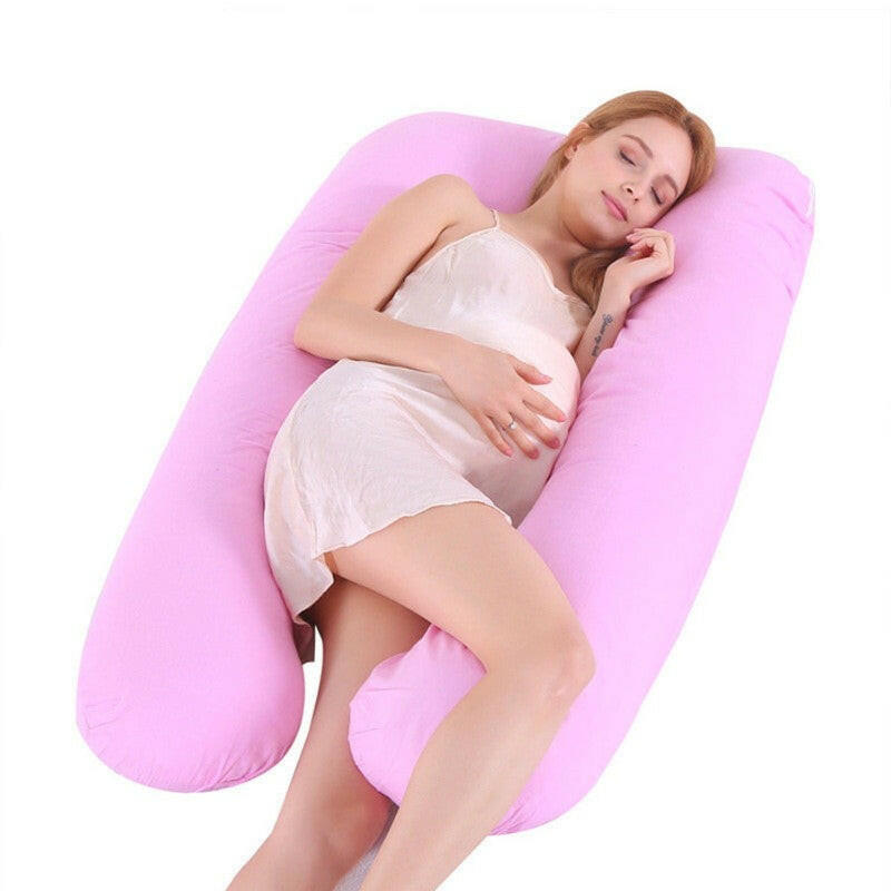 Pink U Shape Maternity Pillow Pregnancy Ice Silk on H&K Trendy Treasures