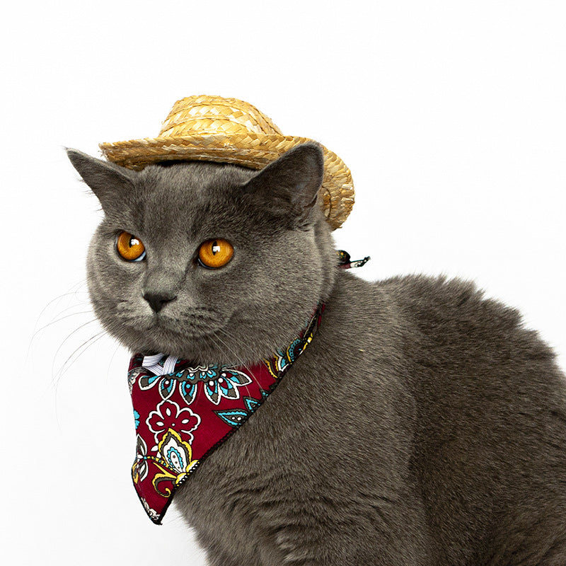 Pet Cat Western Straw Cowboy Hat | H&K Trendy Treasures