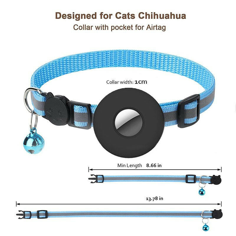 Airtag Pet Collar With Bell Reflective Adjustable Anti-lost Cat Dog Collar - H&K Trendy Treasures