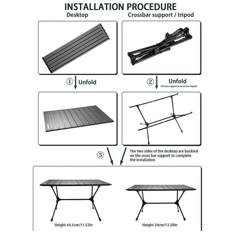 Aluminum Alloy Camping Folding Table Outdoor Lightweight Picnic BBQ Table Portable Beach Party Desk - H&K Trendy Treasures